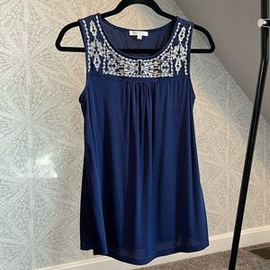 Skies are blue navy cotton tank size s